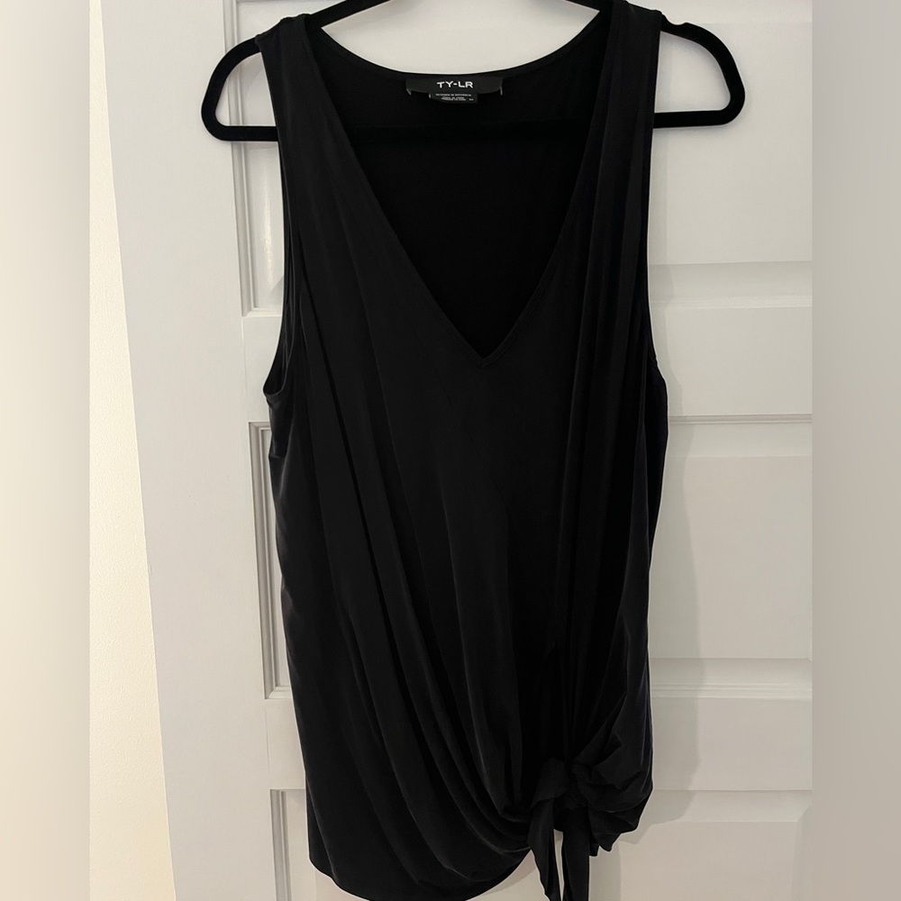 Black sleeveless drapey top